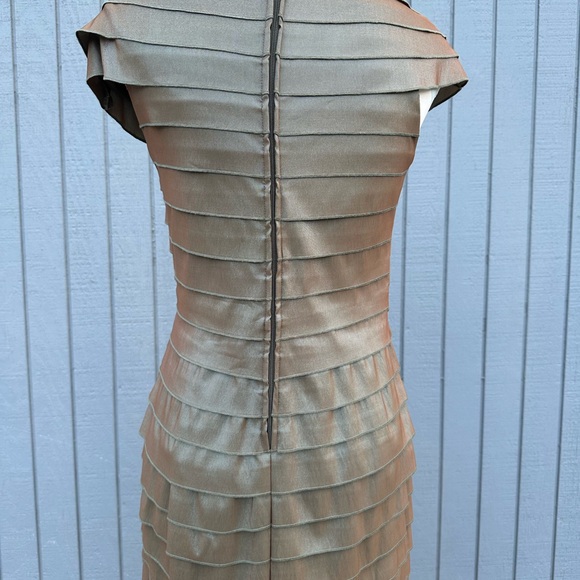 Tadashi Shoji Pleated Iridescent Evening Gown - Picture 10 of 16